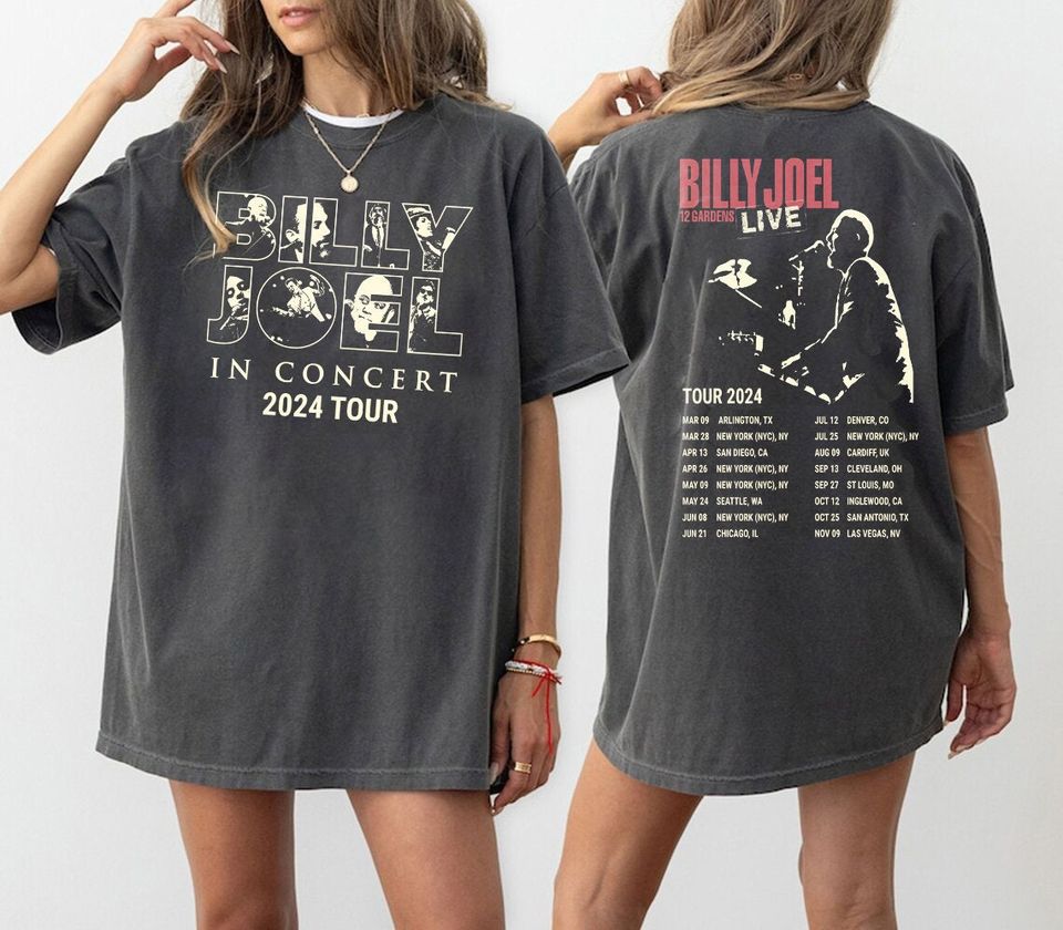 Billy Joel Music Tour 2024 Font & Back Shirt