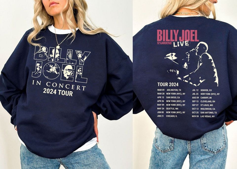 Billy Joel Music Tour 2024 Font & Back Shirt