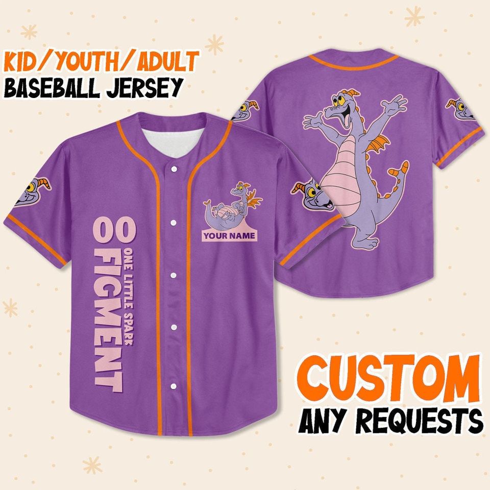 Personalized Figment Disney Baseball Jersey, Disney Jersey