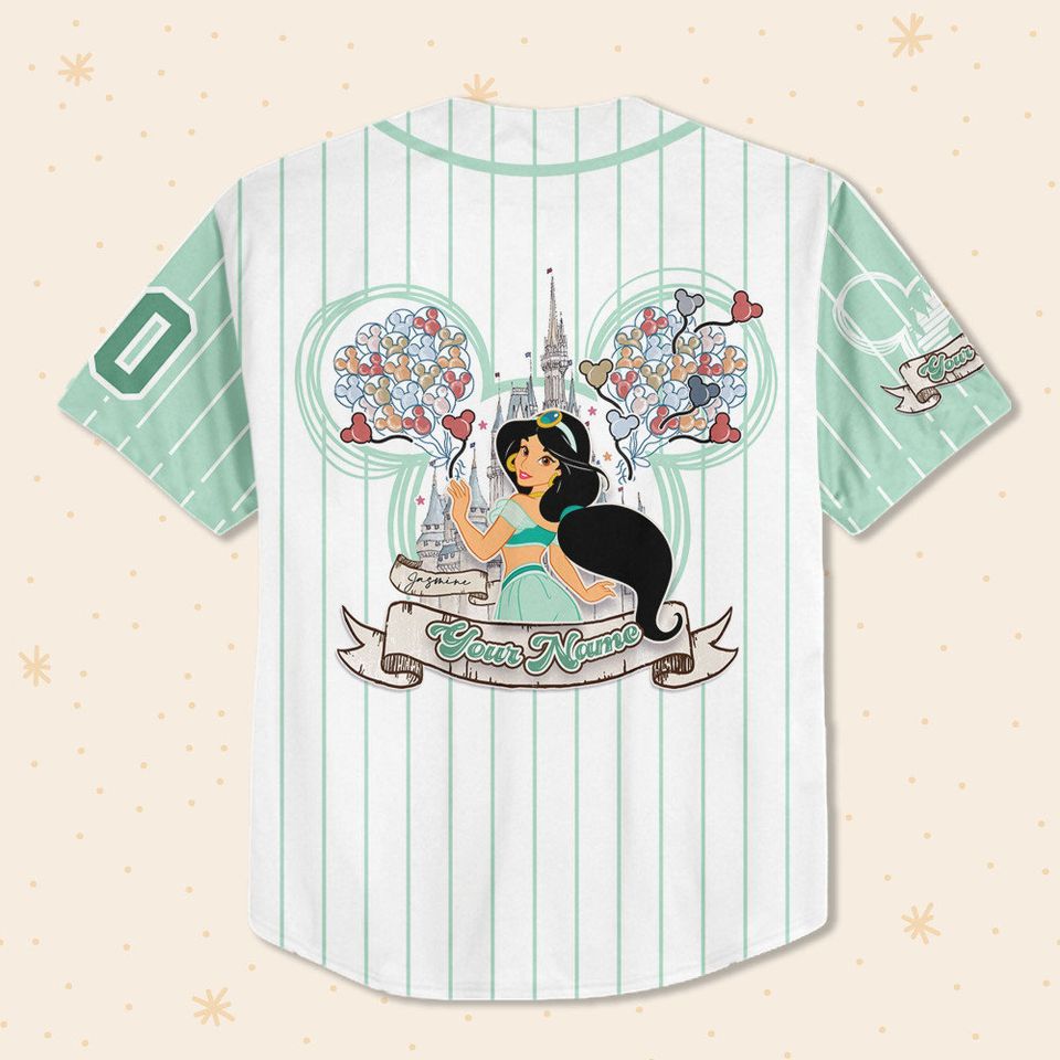 Personalize Princess Jasmine Alladin, Custom Name Disney Baseball Jersey