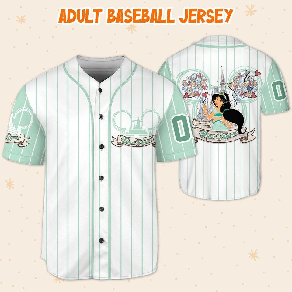 Personalize Princess Jasmine Alladin, Custom Name Disney Baseball Jersey