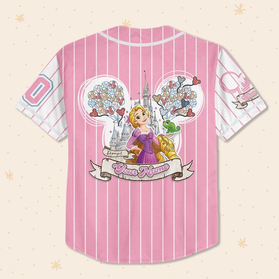 Personalize Princess Disney Rapunzel, Custom Name Disney Baseball Jersey