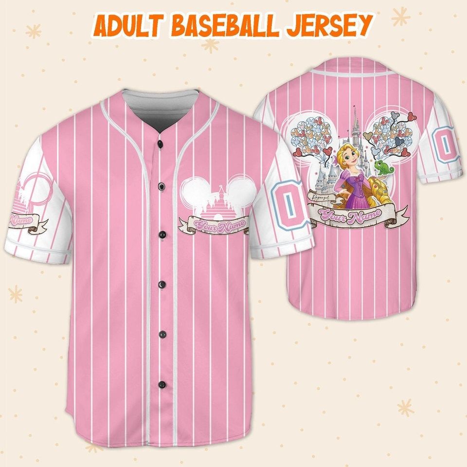 Personalize Princess Disney Rapunzel, Custom Name Disney Baseball Jersey