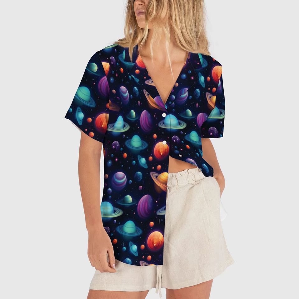 Solar System Hawaiian Shirt, Space Planets Hawaiians