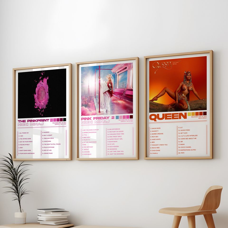 Nicki Minaj Posters 3 Pack, Nicki Minaj Albums Art Cover Wall Print