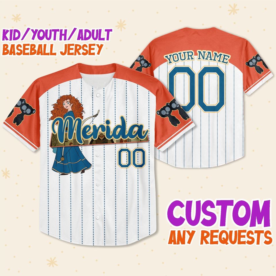 Personalized Princess Merida Disney Baseball Jersey, Disney Jersey