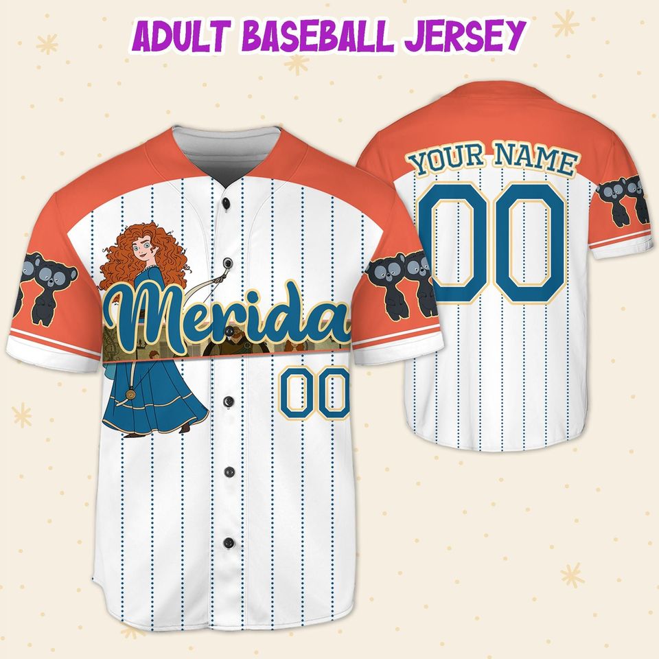 Personalized Princess Merida Disney Baseball Jersey, Disney Jersey