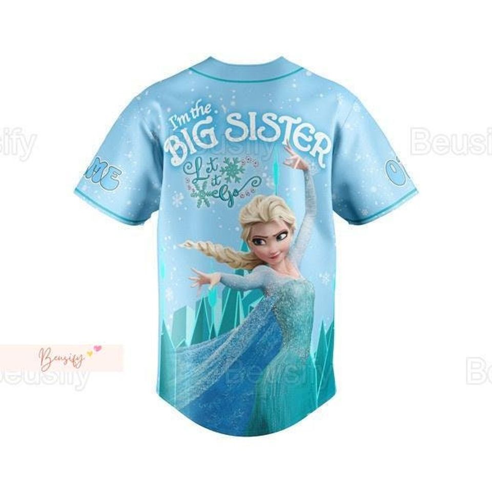 Custom Elsa Jersey Shirt, I'm The Big Sister Jersey, Princess Elsa Baseball Shirt