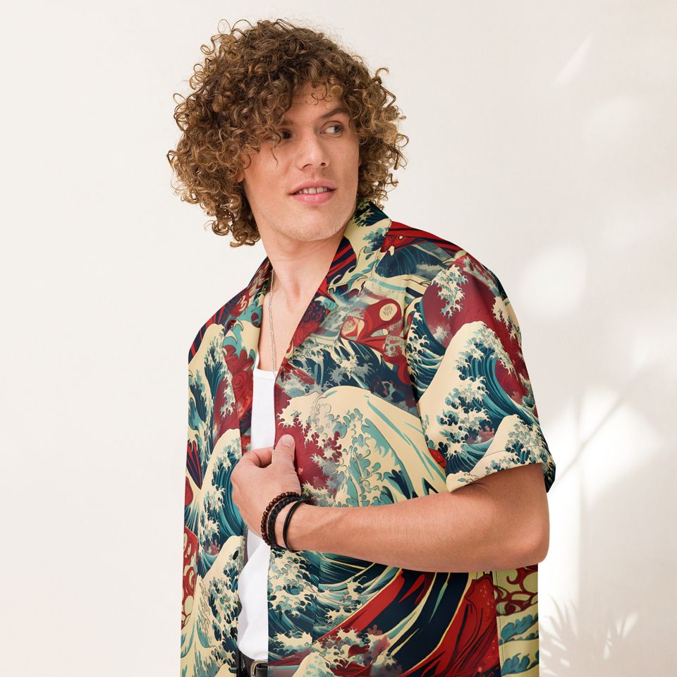 Premium Lightweight Button-Up Shirt "Red Horizon"