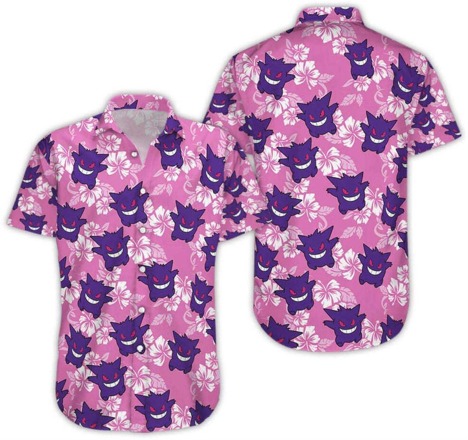 Gengar Pattern Hawaii Shirt, Tropical Beach Hawaii Shirt