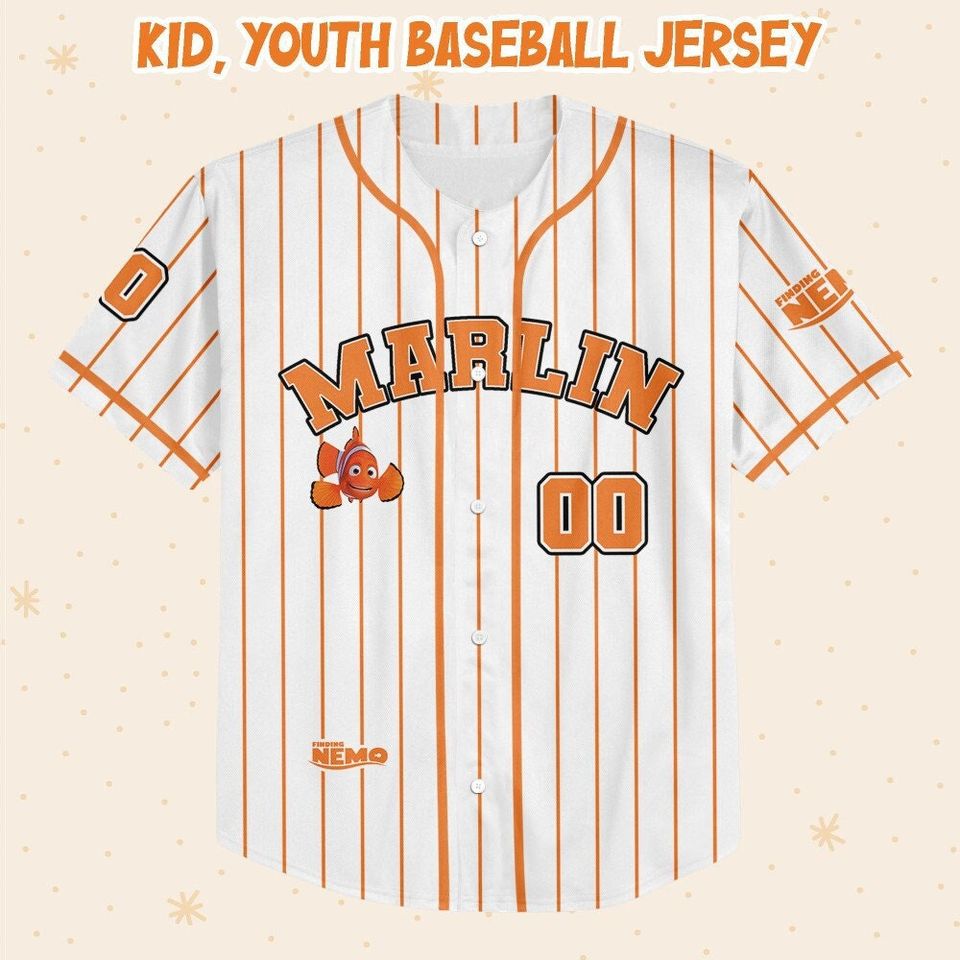 Personalized Finding Nemo Marlin Disney Baseball Jersey, Disney Jersey