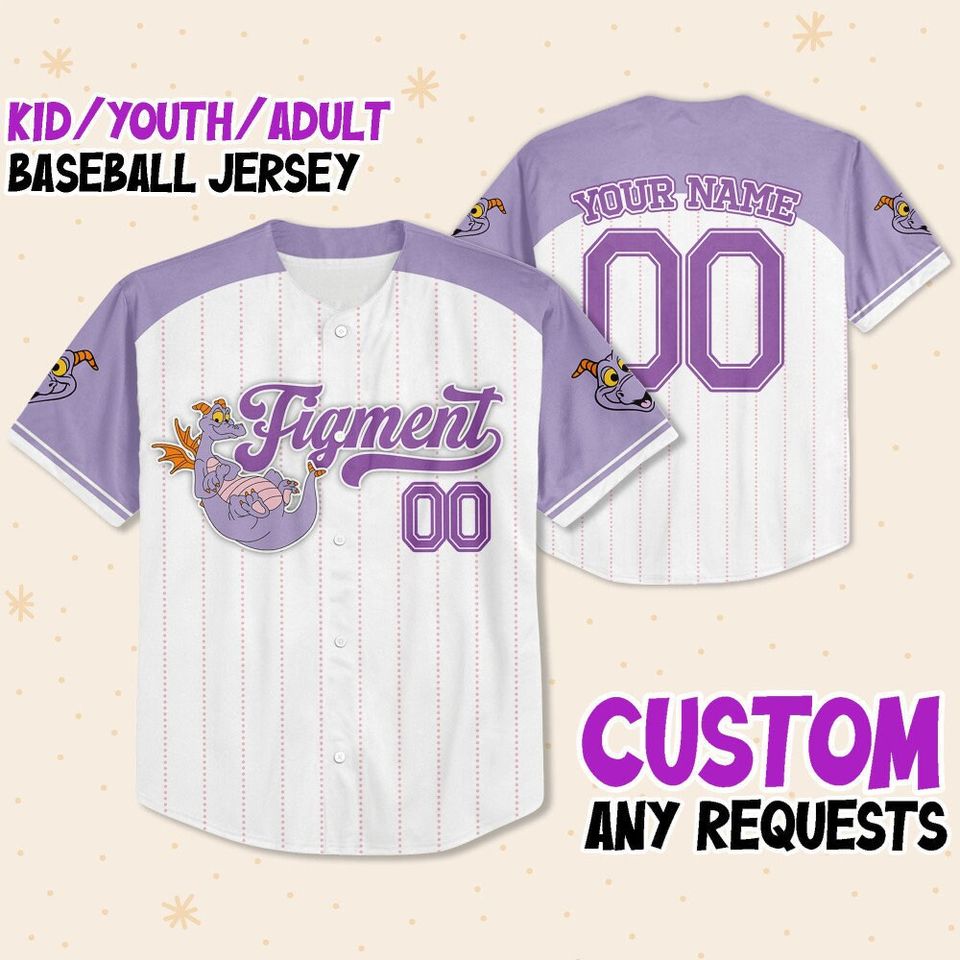 Personalized Figment Disney Baseball Jersey, Disney Jersey
