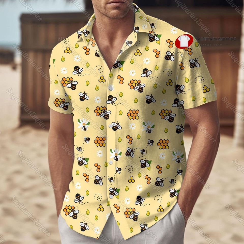 Bee Button Shirt And Shorts, Bee Shirt, Bee Swim Shorts