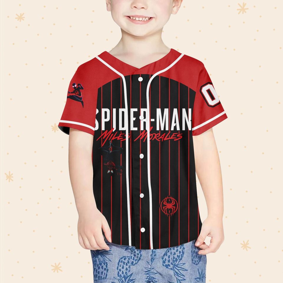 Personalize Spiderman Miles Morales Black Red, Custom Kid Youth