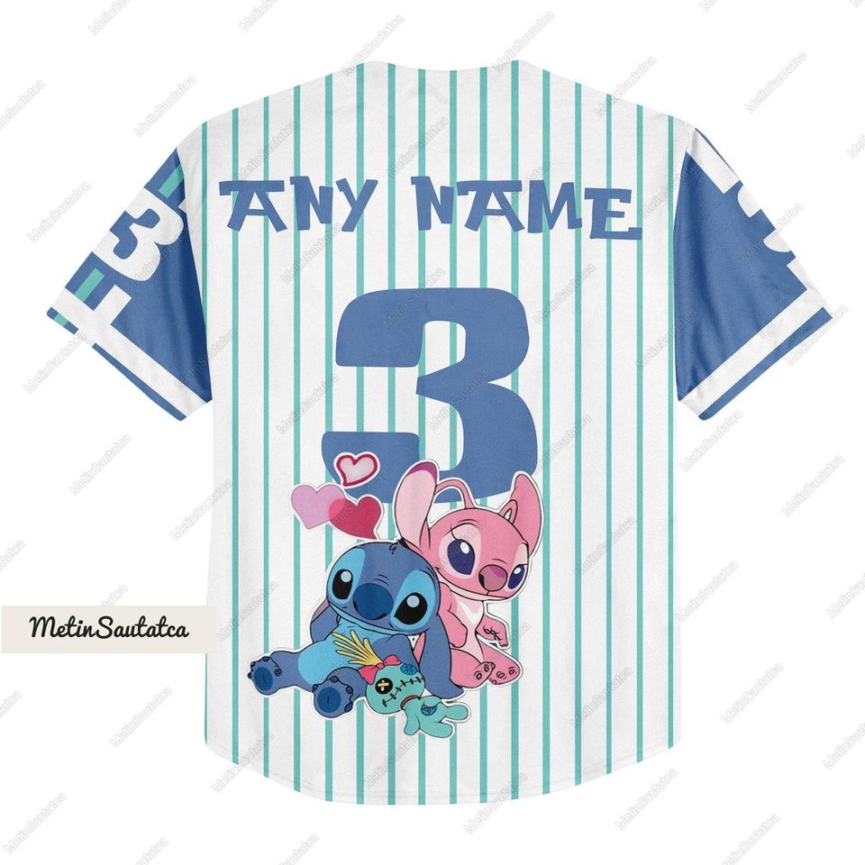 Personalized Stitch And Angel Disney Baseball Jersey, Disney Jersey