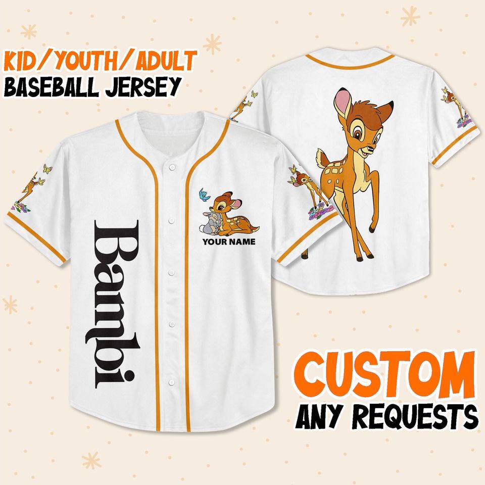 Personalized Disney Bambi Simple Baseball Jersey