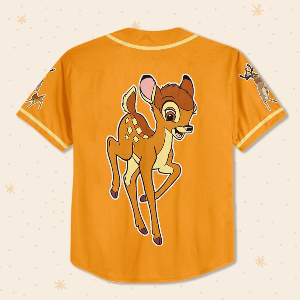 Personalized Disney Bambi Orange Baseball Jersey