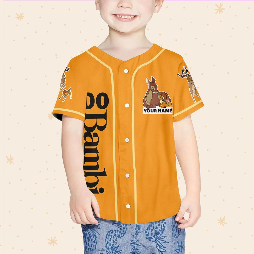 Personalized Disney Bambi Orange Baseball Jersey