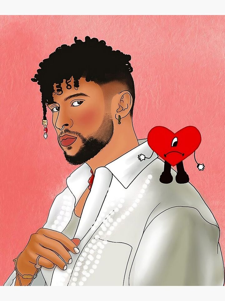 Bad Bunny Fanart Canvas - Bad Bunny merch