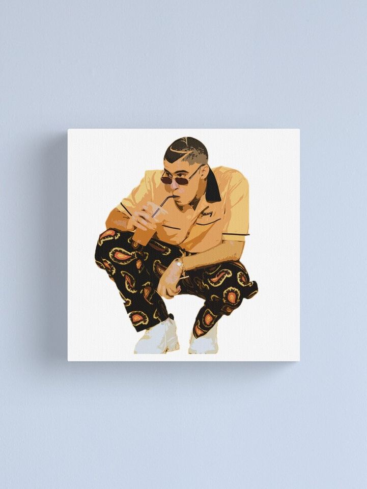 Bad Bunny Yellow Drawing Canvas Print