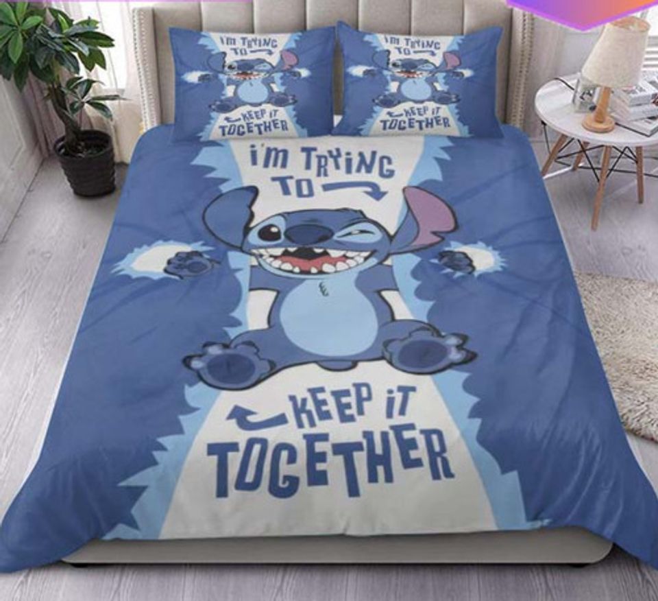 Blue Stitch I'm Trying To Keep It Together Lilo And Stitch 3D Bedding Set