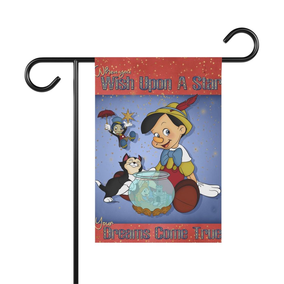 Pinocchio  Garden Flag, Disney Themed Pinocchio Art