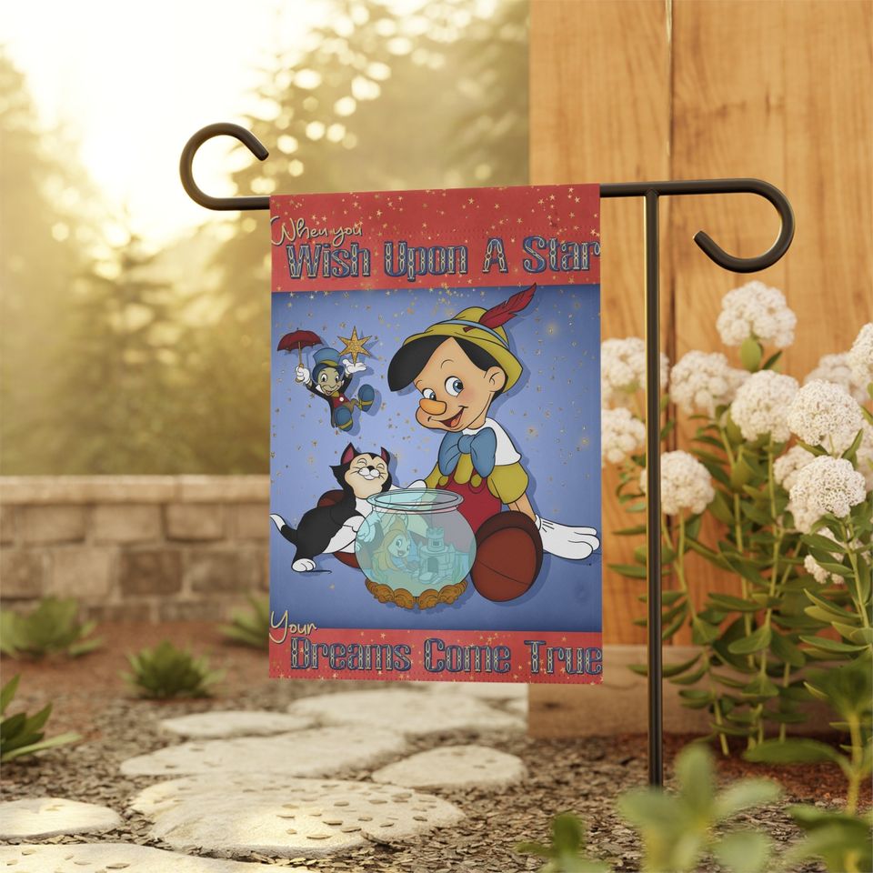 Pinocchio  Garden Flag, Disney Themed Pinocchio Art
