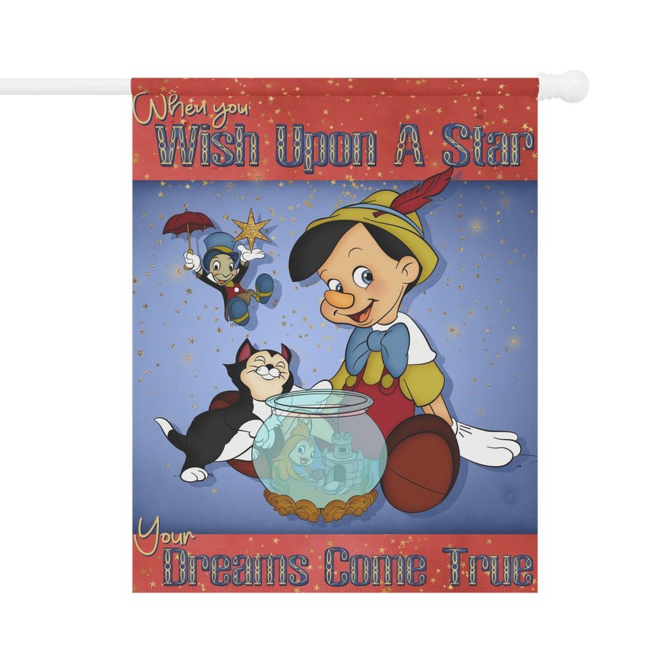 Pinocchio  Garden Flag, Disney Themed Pinocchio Art
