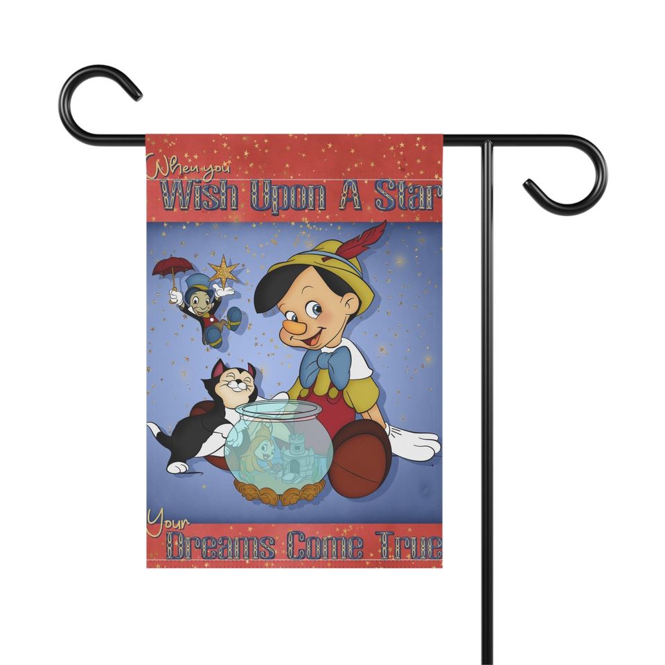 Pinocchio  Garden Flag, Disney Themed Pinocchio Art