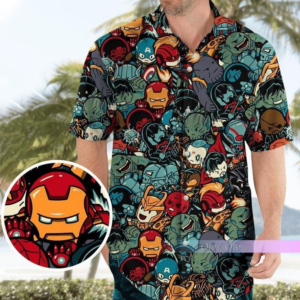 Marvelous Chibi Characters Pattern Hawaiian Shirt, Marvelous Button Shirt