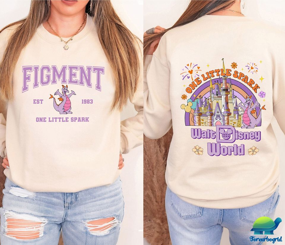 Disney Vintage Figment One Little Spark Double Sided Sweatshirt