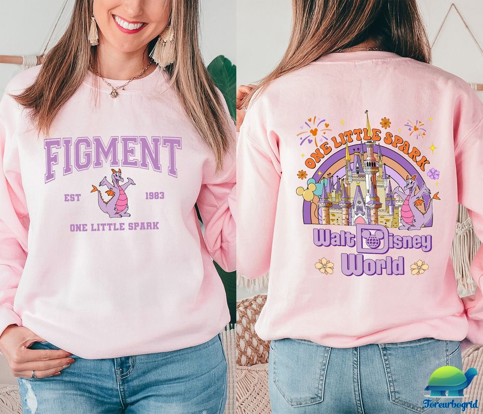 Disney Vintage Figment One Little Spark Double Sided Sweatshirt