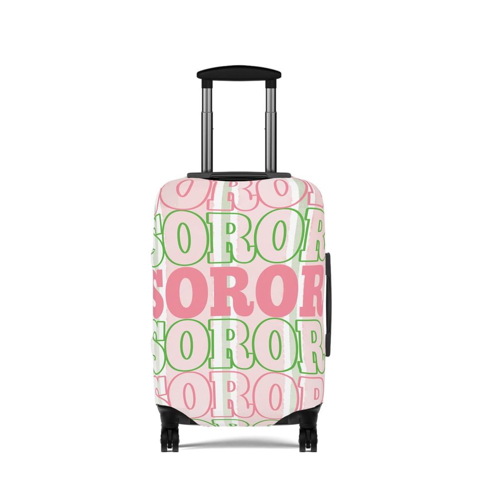 AKA Inspired Stacked Soror Pink and Green Luggage Cover