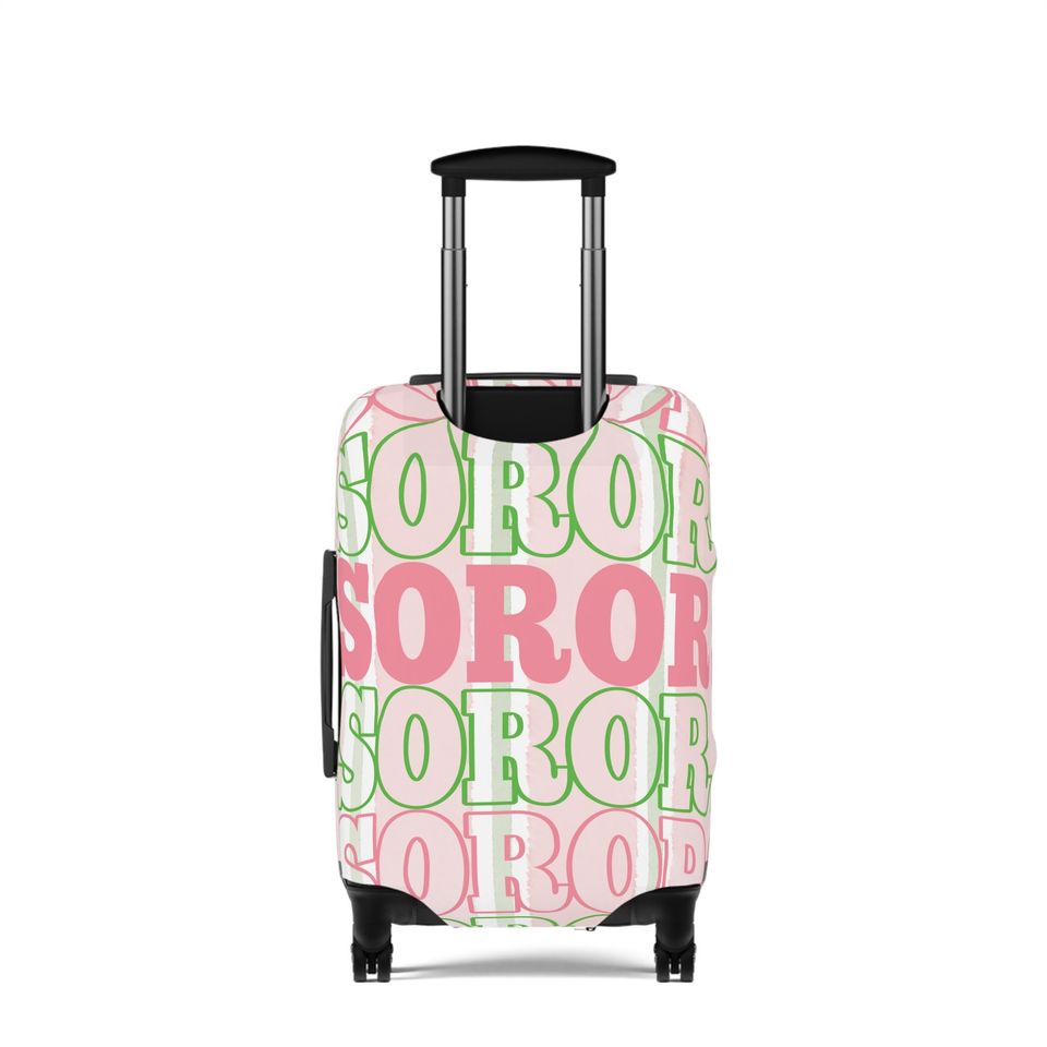 AKA Inspired Stacked Soror Pink and Green Luggage Cover