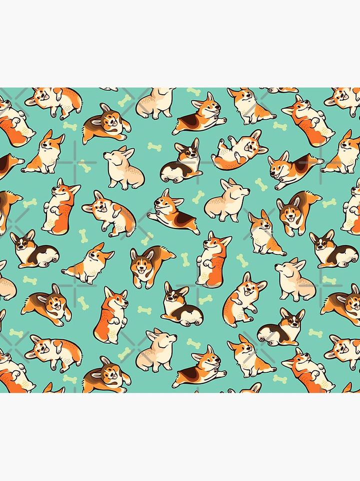 Cute Jolly corgis in green Mouse Pad