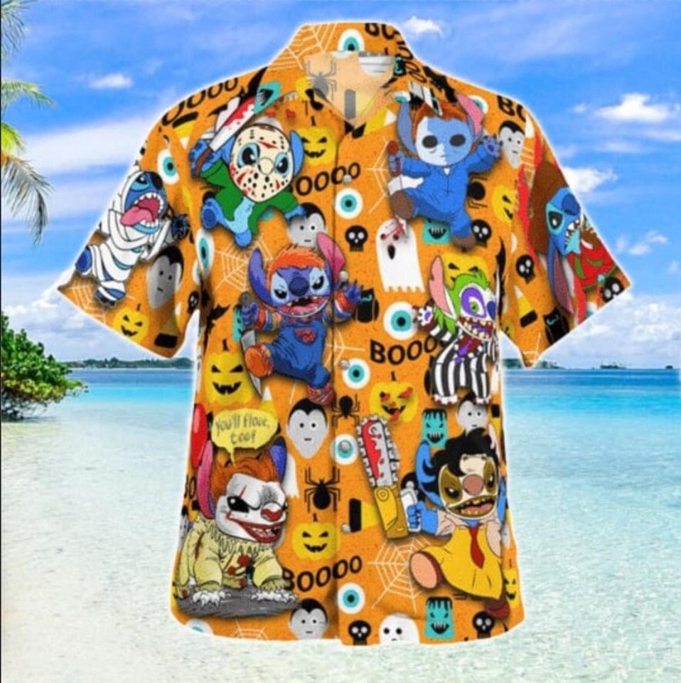 Halloween Horror Hawaiian Shirt, Stitch Ghost