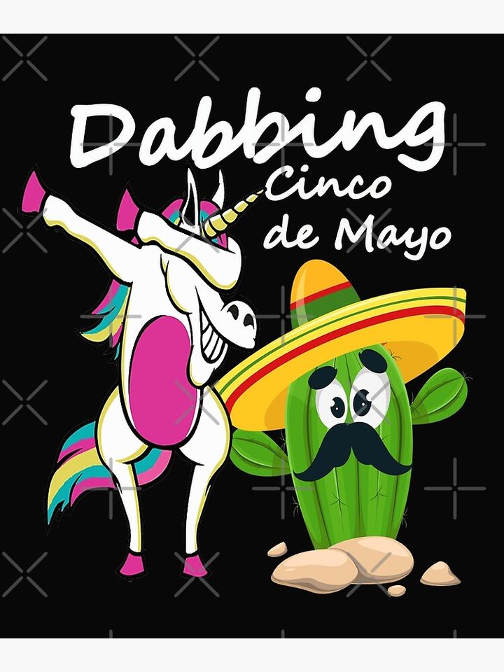 Dabbing Cinco de Mayo Unicorn and Rabbit Fun Gift Design Poster