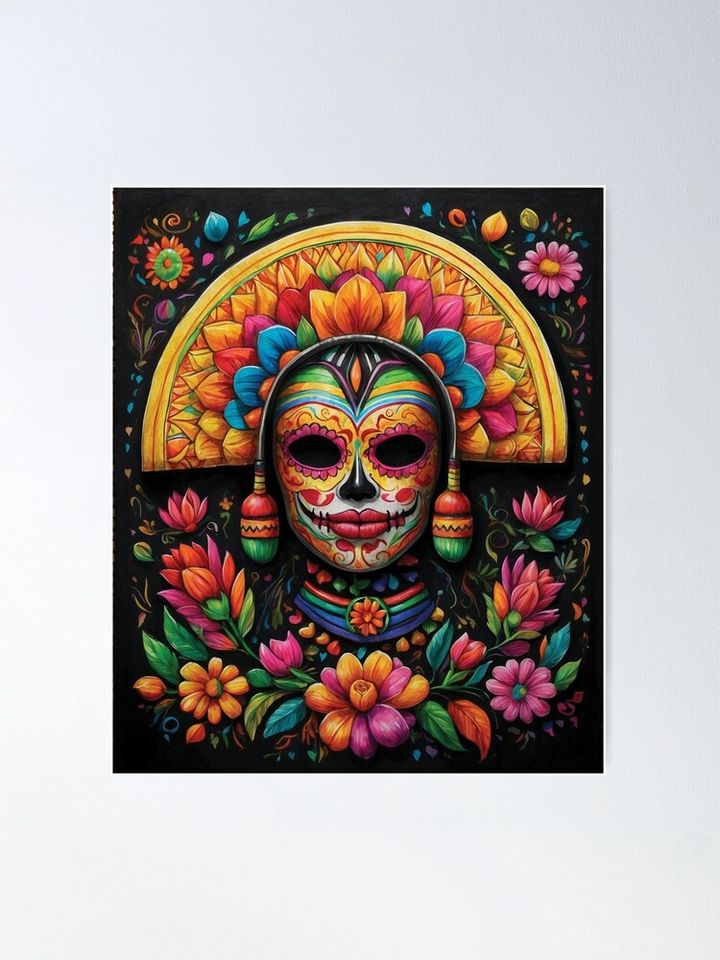 Cinco de Mayo Mask with Sombrero Poster