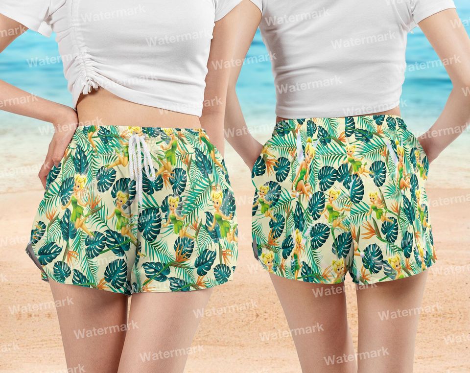 Tinker Bell Hawaiian Short, Swim Trunk With Tinker Bell, Disney Trip Summer