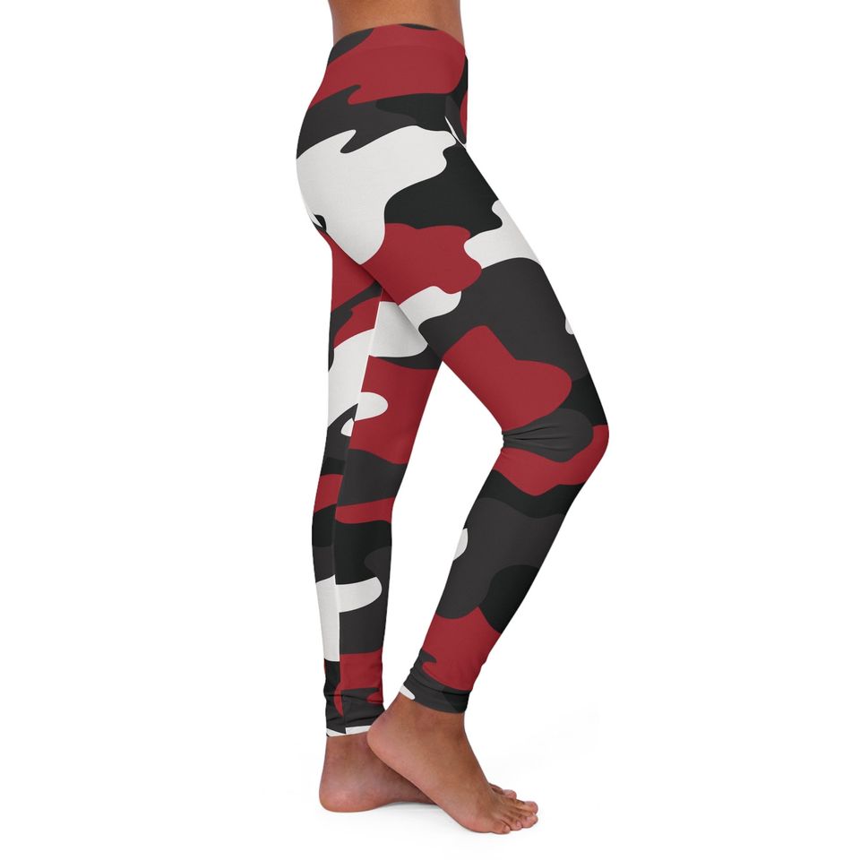 Red Camo Pattern Leggings, gift for mother's day