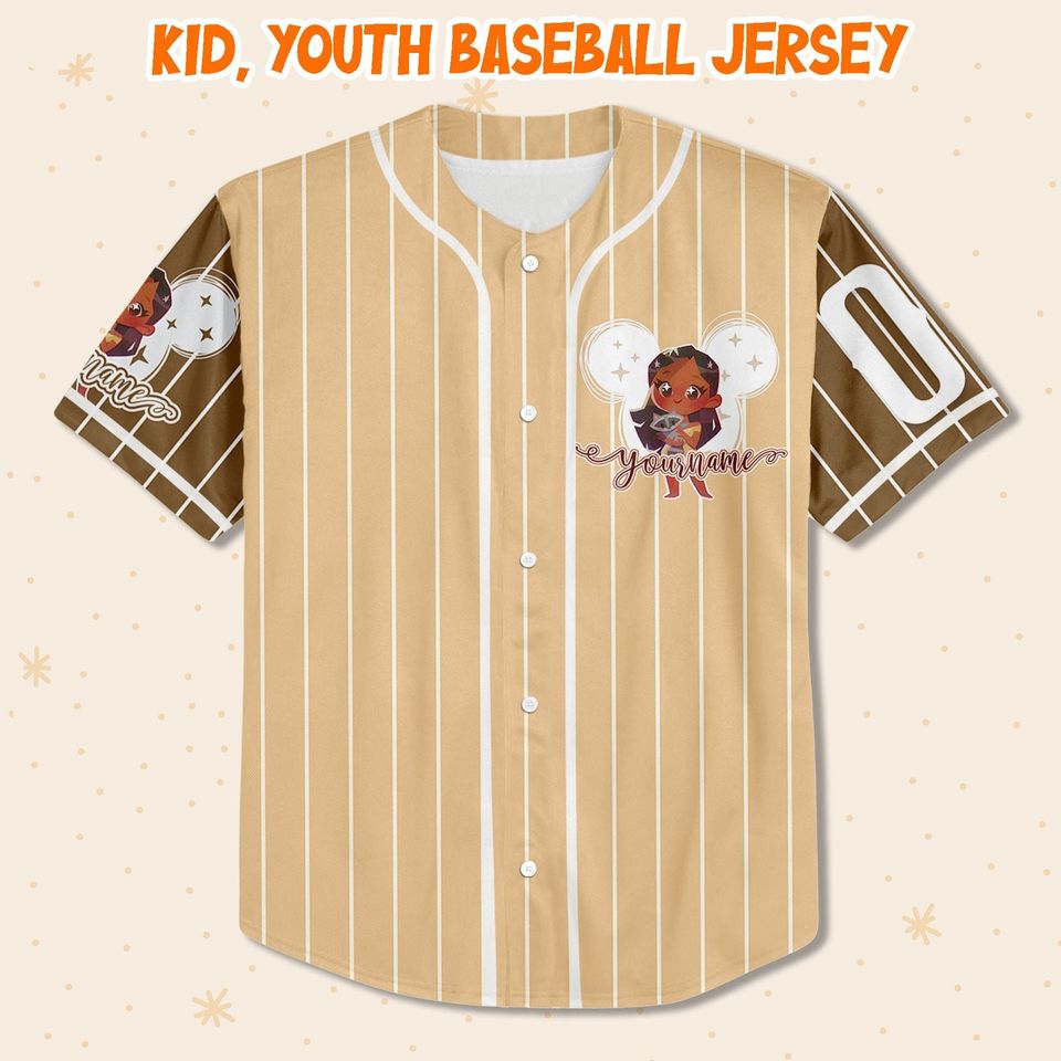 Personalized Disney Pocahontas Princess and Cute Flower Baseball Jersey