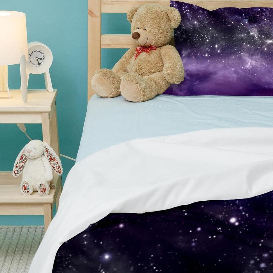 Galaxy Purple Starry Sky Printed  Bedding Set