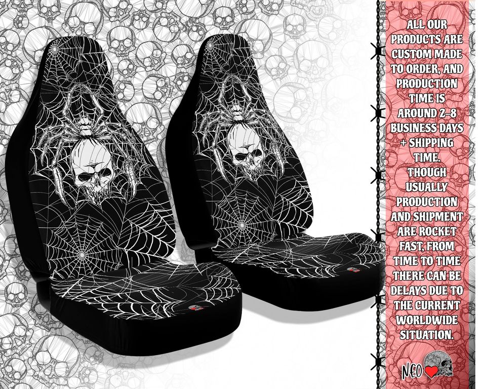 Lurking Death - spider skull web Car Seat Covers