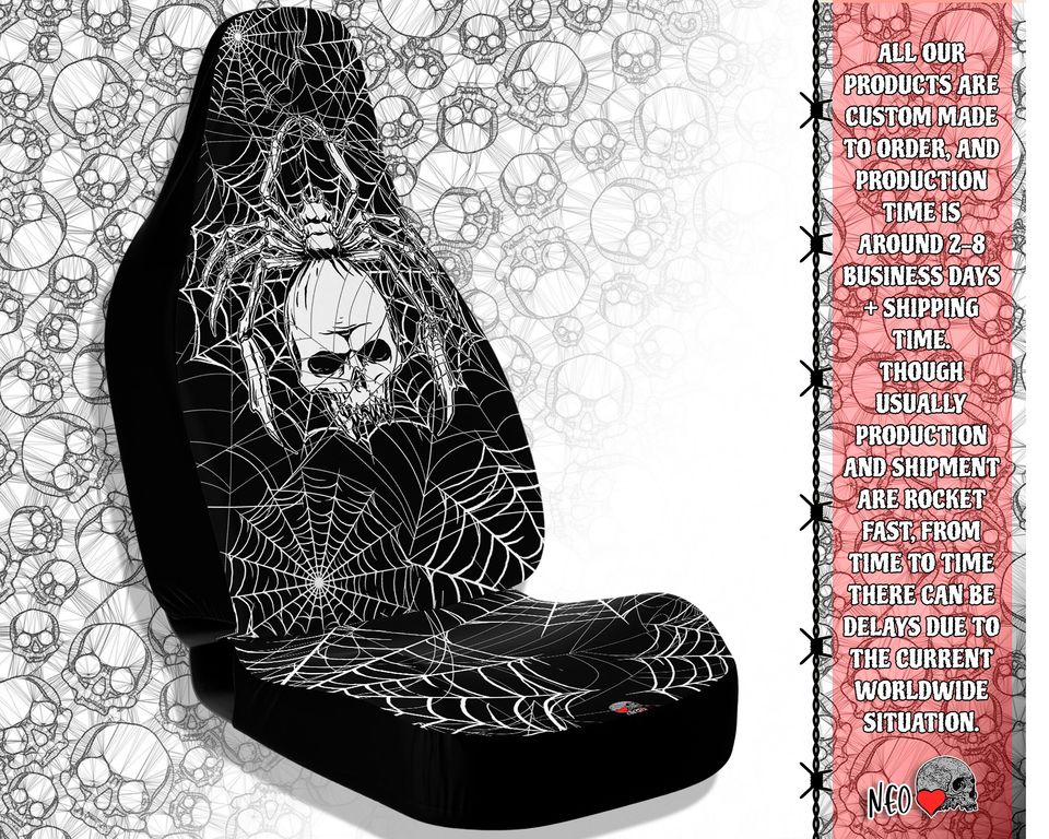Lurking Death - spider skull web Car Seat Covers