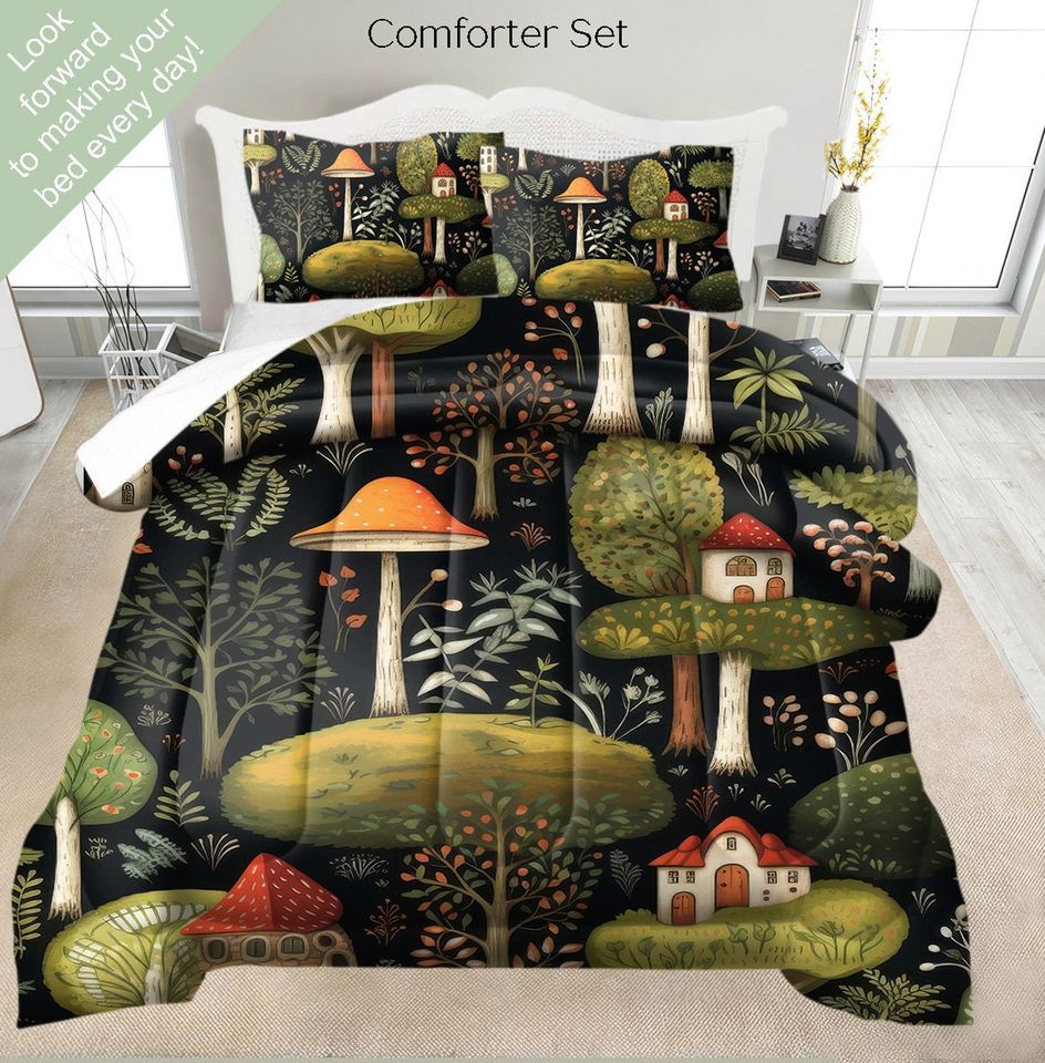 Mushroom Patterns Bedding Set -  Room Decoration