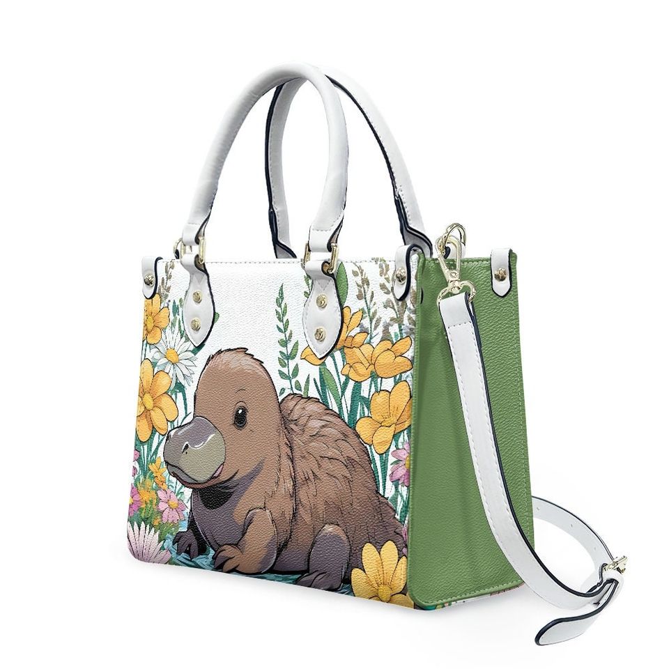 Platypus - Leather bag with cute animal print, Mother's day Gift