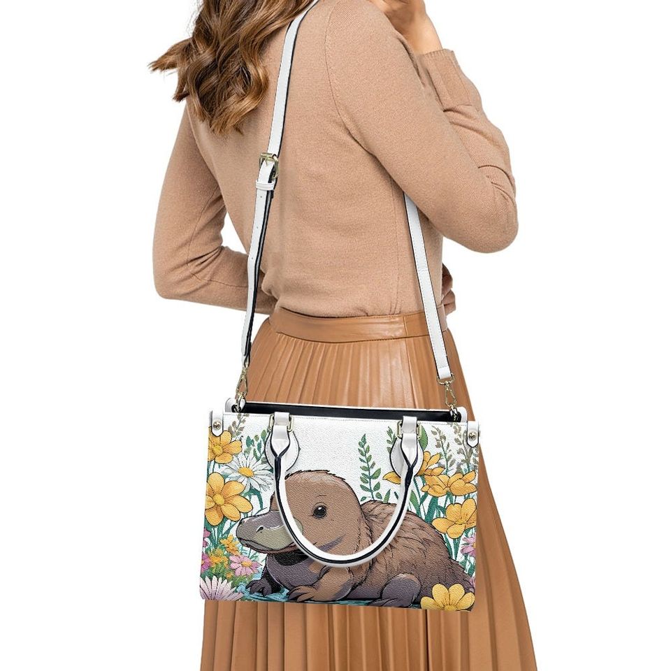 Platypus - Leather bag with cute animal print, Mother's day Gift