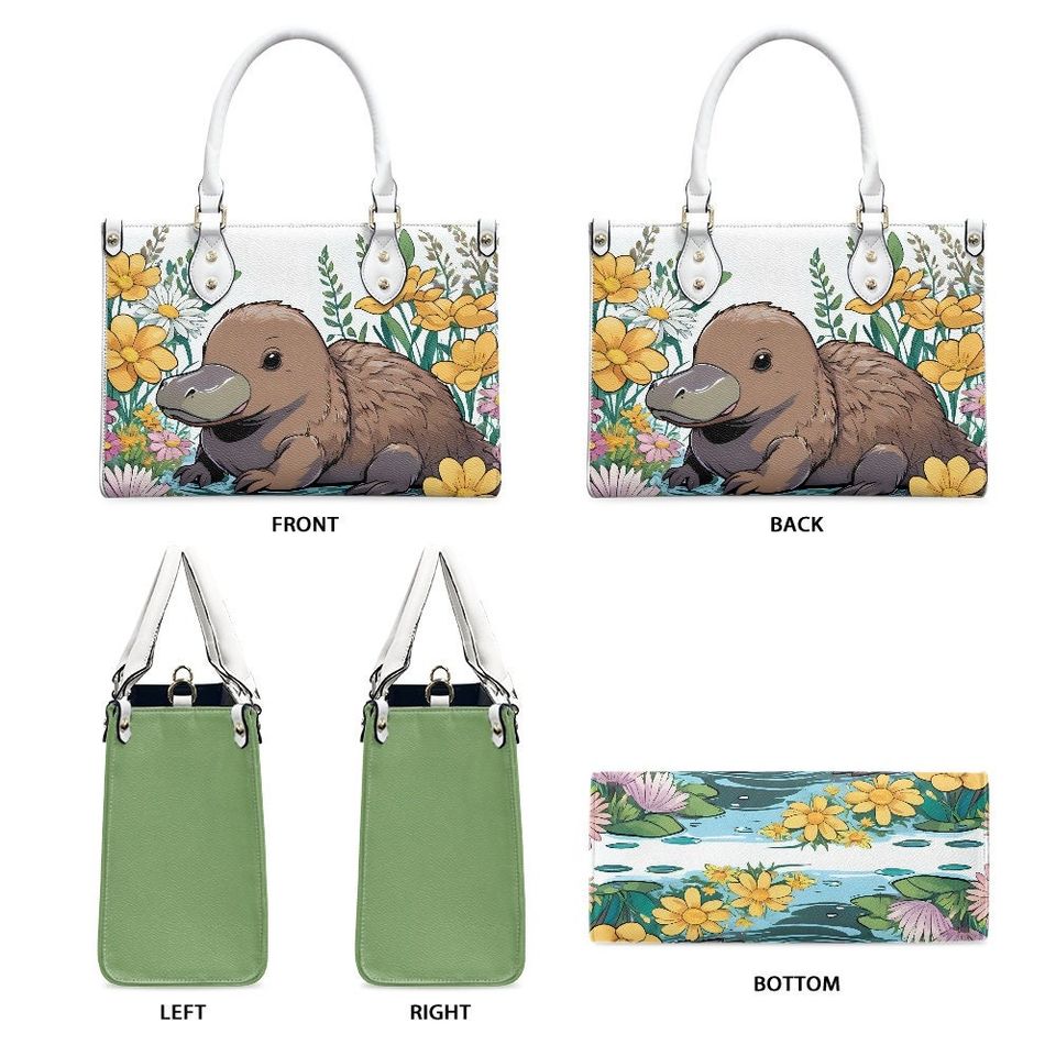 Platypus - Leather bag with cute animal print, Mother's day Gift