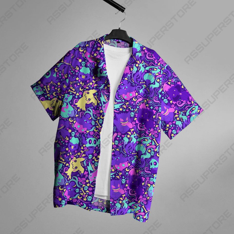Gengar Pattern Hawaii Shirt, Tropical Beach Hawaii Shirt