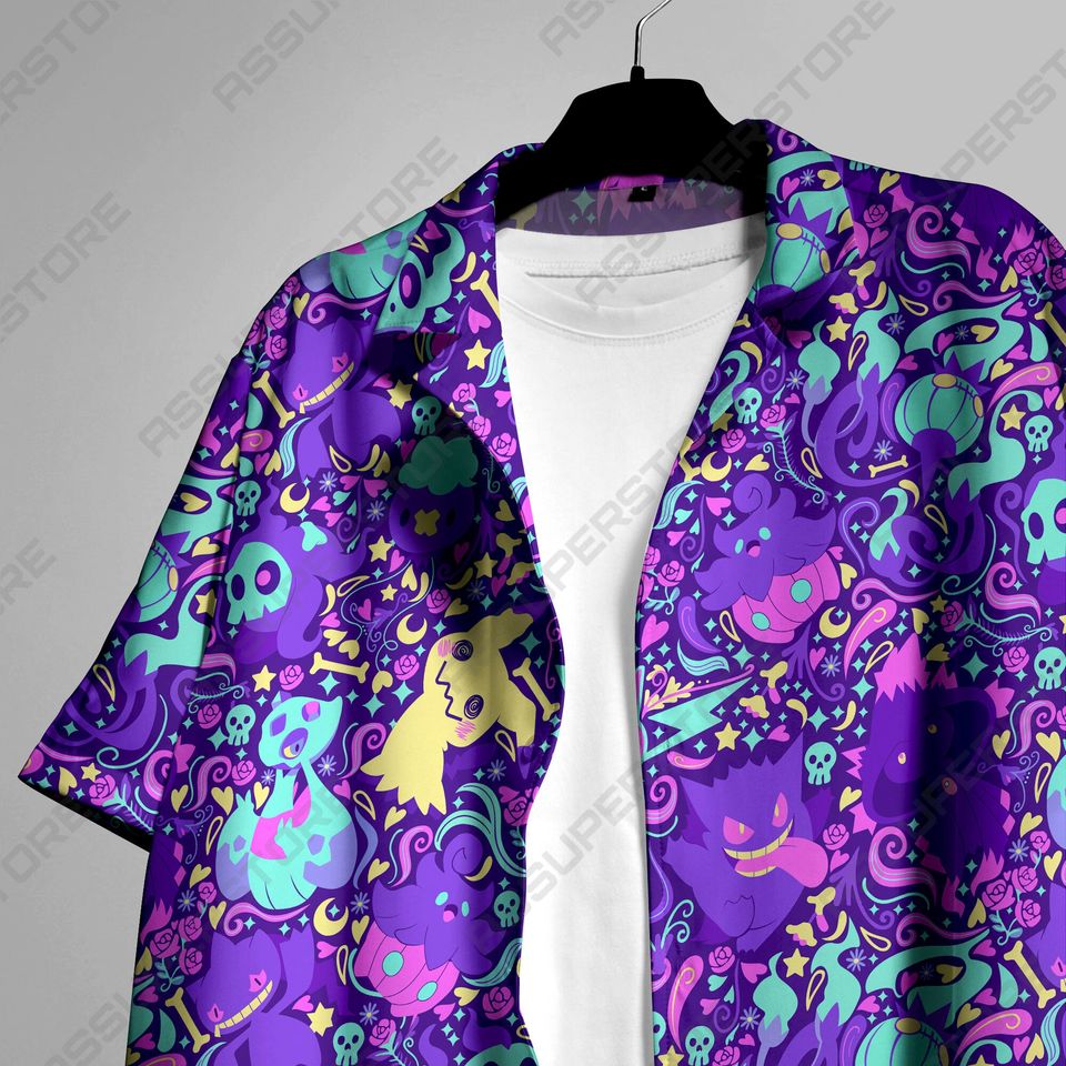 Gengar Pattern Hawaii Shirt, Tropical Beach Hawaii Shirt